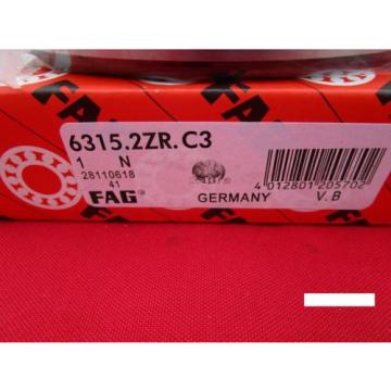 Fag 6315-2ZR C3, Single Row Radial Bearing (=2 SKF 2Z, NSK ZZ,NTN,Fafnir 315KDD)