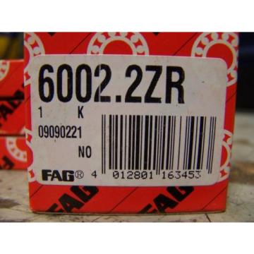 (6) NEW FAG 6002.2ZR SINGLE ROW BALL BEARING DEEP GROOVE LOT OF 6